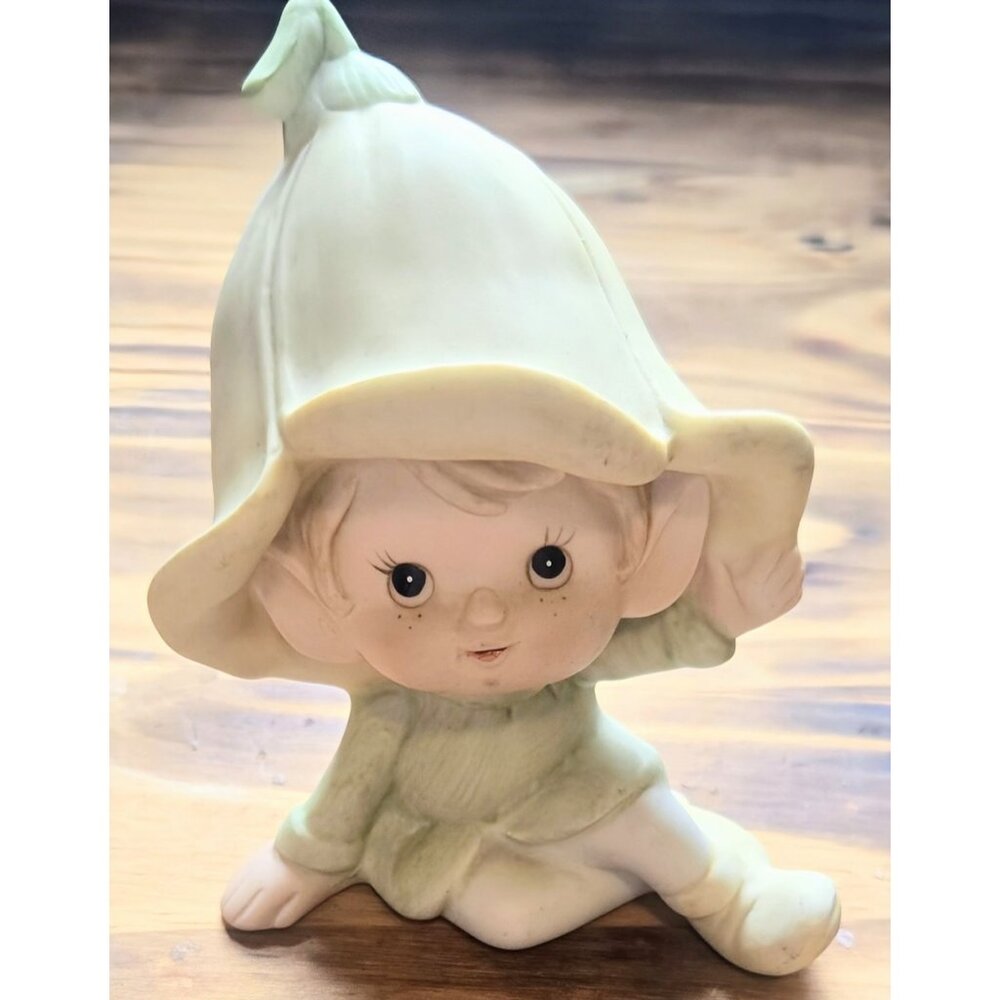 Vintage 1980s Homco Pixie Elf Fairy Porcelain Figurine Shelf Sitter Knick Knack